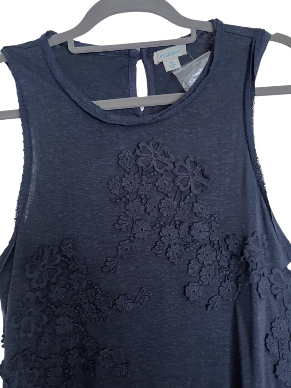 NWOT Sundance Linen Blend Floral Appliqué Sleeveless Tank Top Medium - Picture 4 of 6